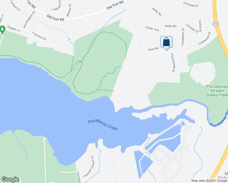 map of restaurants, bars, coffee shops, grocery stores, and more near 22537 Piscataway Drive in Fort Washington