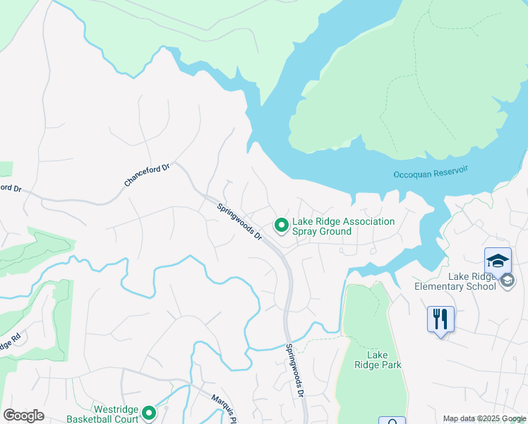map of restaurants, bars, coffee shops, grocery stores, and more near 3959 Blysdale Lane in Woodbridge