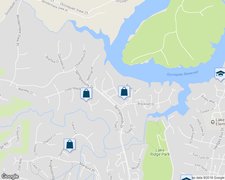 map of restaurants, bars, coffee shops, grocery stores, and more near 3955 Blysdale Lane in Woodbridge