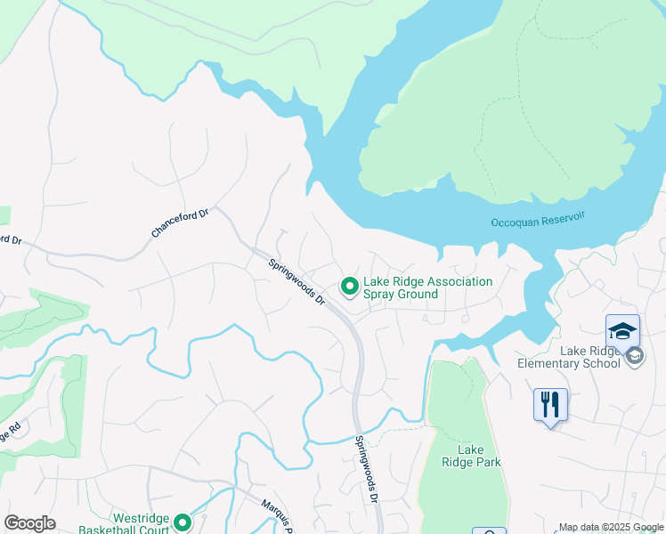 map of restaurants, bars, coffee shops, grocery stores, and more near 3951 Blysdale Lane in Woodbridge