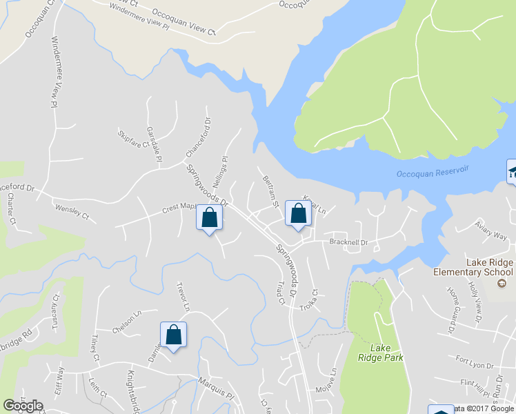 map of restaurants, bars, coffee shops, grocery stores, and more near 3974 Blysdale Lane in Woodbridge
