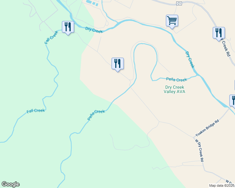 map of restaurants, bars, coffee shops, grocery stores, and more near 9203 West Dry Creek Road in Healdsburg