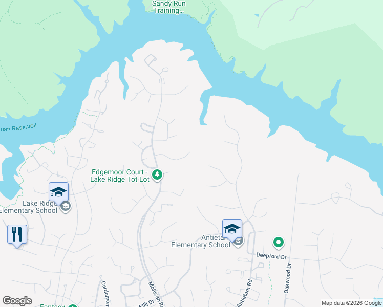 map of restaurants, bars, coffee shops, grocery stores, and more near 3079 Fennegan Court in Woodbridge