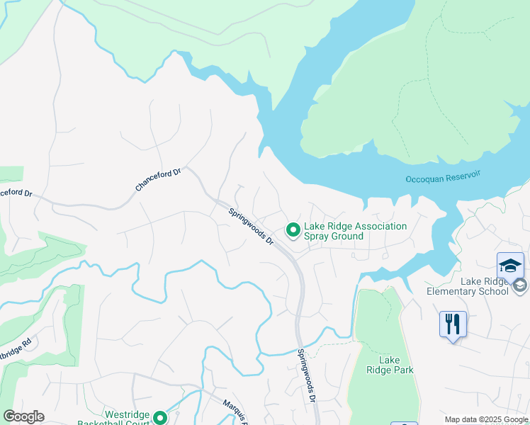 map of restaurants, bars, coffee shops, grocery stores, and more near 3972 Blysdale Lane in Woodbridge