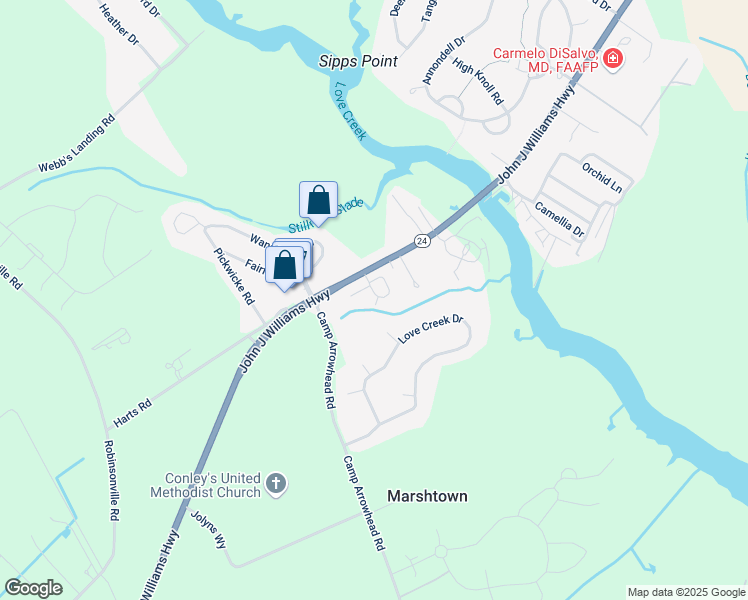 map of restaurants, bars, coffee shops, grocery stores, and more near 33520 Matthew Circle in Lewes