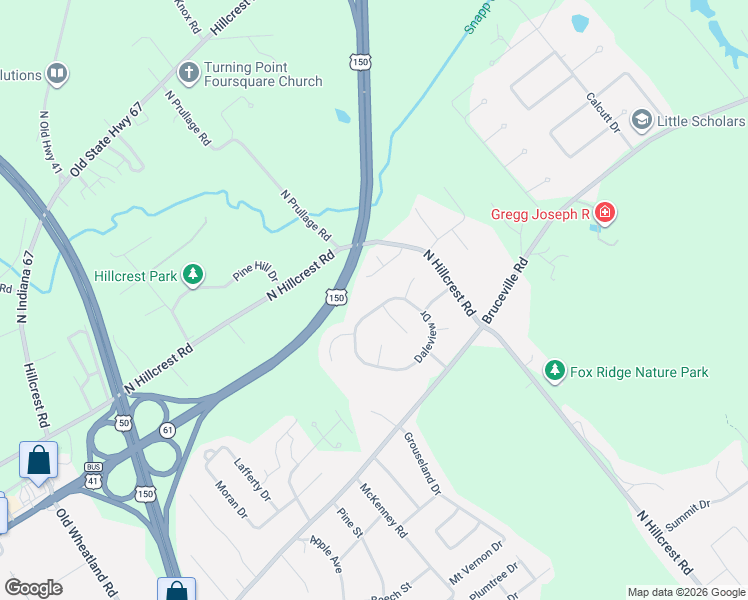 map of restaurants, bars, coffee shops, grocery stores, and more near 142 Daleview Drive in Vincennes