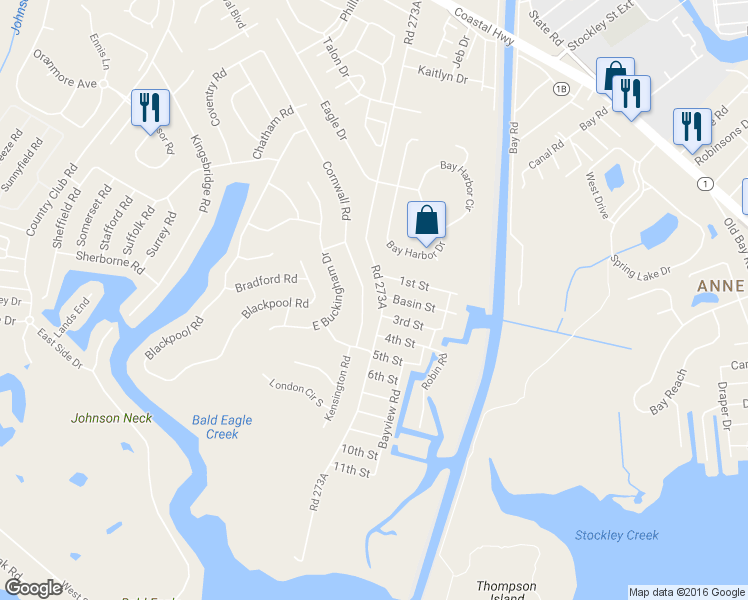 map of restaurants, bars, coffee shops, grocery stores, and more near 149 Cornwall Road in Rehoboth Beach