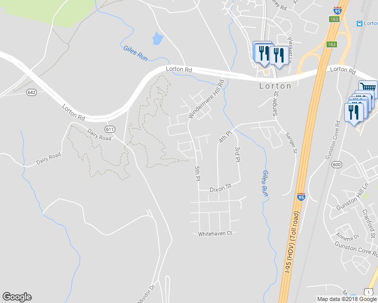 map of restaurants, bars, coffee shops, grocery stores, and more near 8409 Chaucer House Court in Lorton