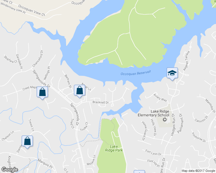 map of restaurants, bars, coffee shops, grocery stores, and more near 3706 La Harve Place in Woodbridge