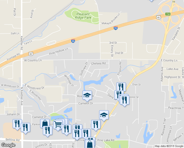 map of restaurants, bars, coffee shops, grocery stores, and more near 7 Ramsgate in Collinsville