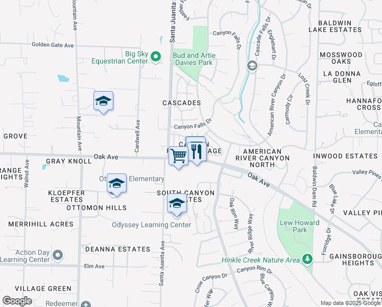 map of restaurants, bars, coffee shops, grocery stores, and more near 308 Marsalla Drive in Folsom