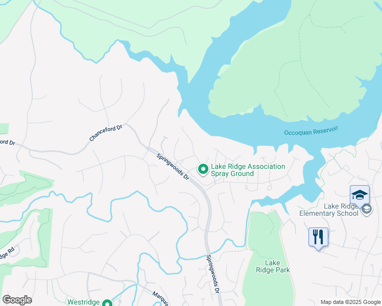 map of restaurants, bars, coffee shops, grocery stores, and more near 3952 Blysdale Lane in Woodbridge