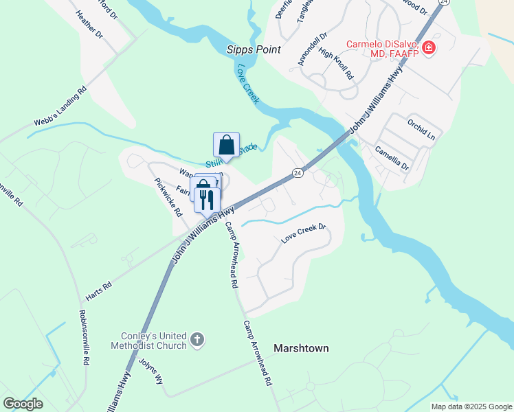 map of restaurants, bars, coffee shops, grocery stores, and more near 33520 Matthew Circle in Lewes