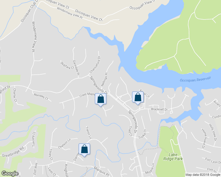 map of restaurants, bars, coffee shops, grocery stores, and more near 11659 Rumford Court in Woodbridge