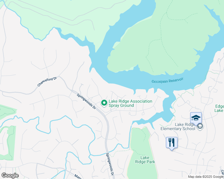 map of restaurants, bars, coffee shops, grocery stores, and more near 3866 Koval Lane in Woodbridge