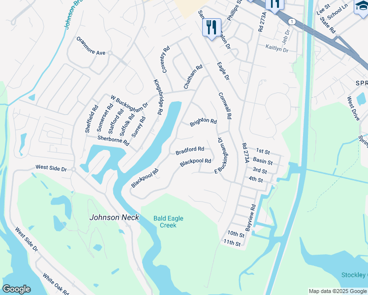 map of restaurants, bars, coffee shops, grocery stores, and more near 36 Blackpool Road in Rehoboth Beach