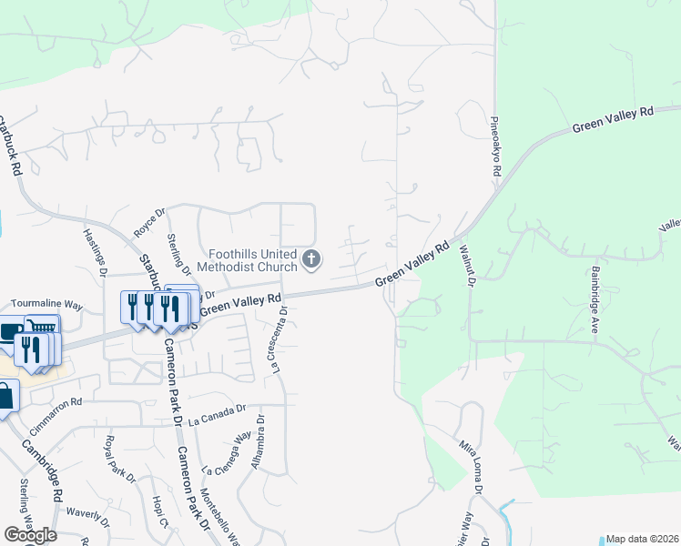 map of restaurants, bars, coffee shops, grocery stores, and more near 2700 Melodye Lane in Rescue