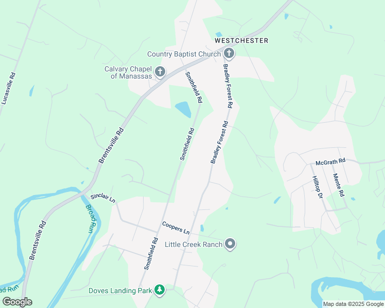 map of restaurants, bars, coffee shops, grocery stores, and more near 11625 Smithfield Road in Manassas