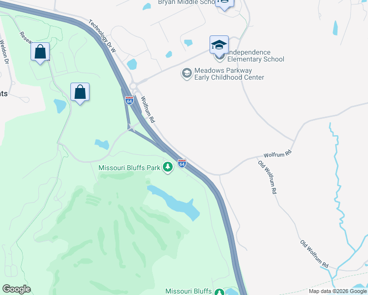 map of restaurants, bars, coffee shops, grocery stores, and more near 198 Wolfrum Road in Weldon Spring