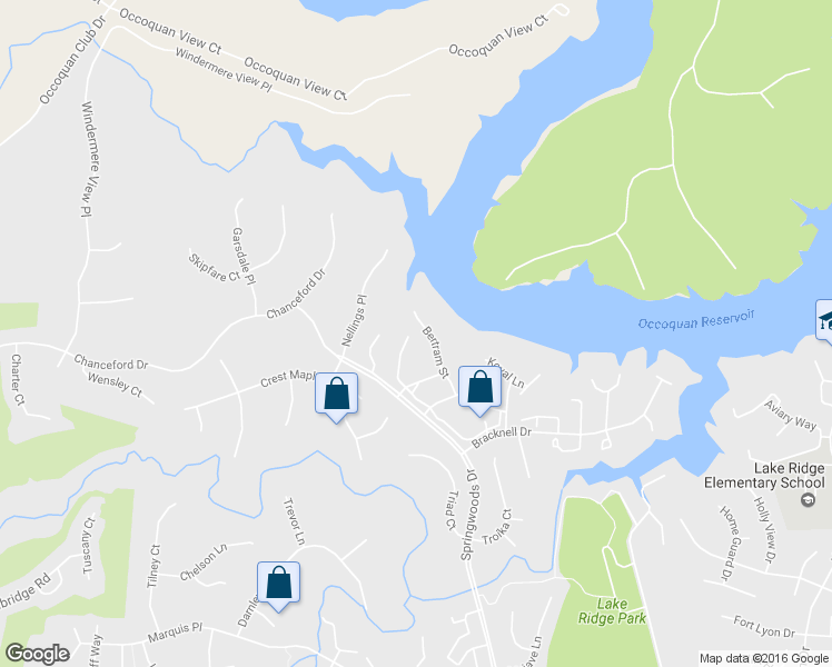 map of restaurants, bars, coffee shops, grocery stores, and more near 3989 Hartlake Street in Woodbridge
