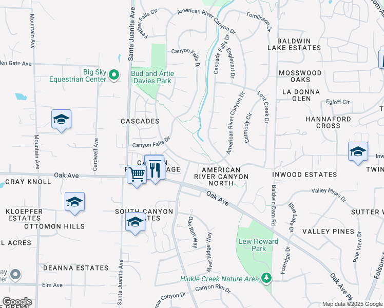 map of restaurants, bars, coffee shops, grocery stores, and more near 521 Fort Rock Court in Folsom