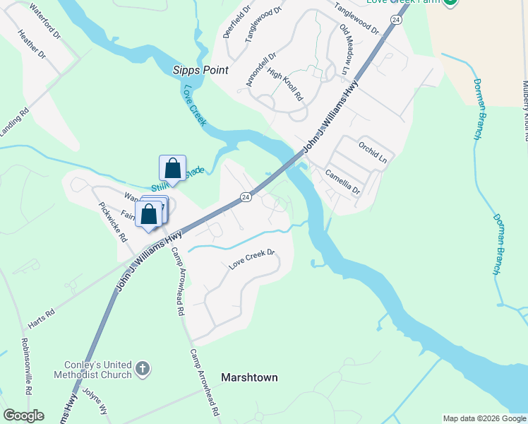 map of restaurants, bars, coffee shops, grocery stores, and more near 20557 John J Williams Highway in Lewes