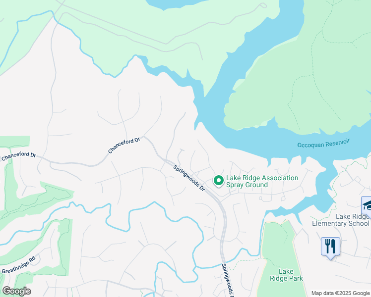 map of restaurants, bars, coffee shops, grocery stores, and more near 11622 Rumford Court in Woodbridge
