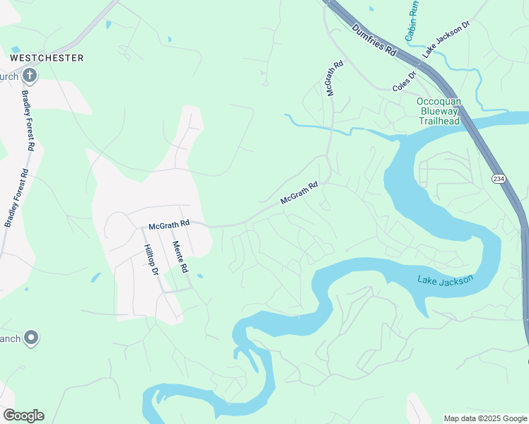 map of restaurants, bars, coffee shops, grocery stores, and more near 8599 McGrath Road in Manassas