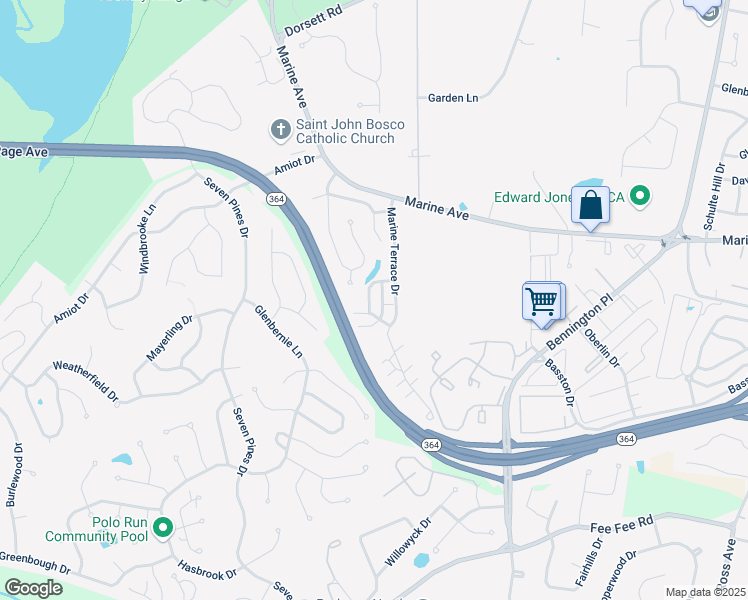 map of restaurants, bars, coffee shops, grocery stores, and more near 2012 Clermont Crossing Drive in St. Louis