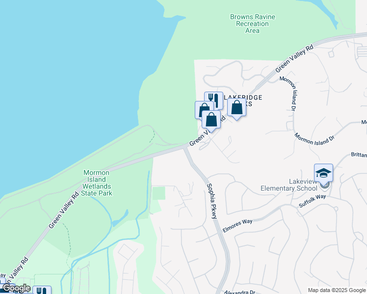 map of restaurants, bars, coffee shops, grocery stores, and more near Green Valley Rd & Sophia Pkwy in El Dorado Hills