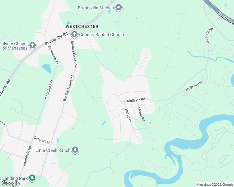 map of restaurants, bars, coffee shops, grocery stores, and more near 8973 Round Top Road in Manassas