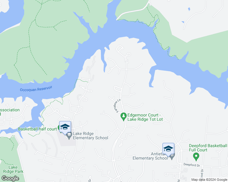 map of restaurants, bars, coffee shops, grocery stores, and more near 3118 Cave Court in Woodbridge