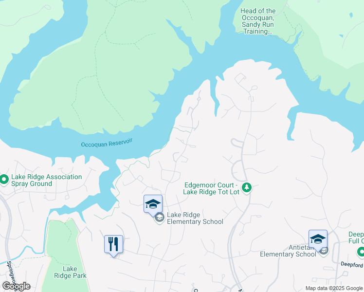 map of restaurants, bars, coffee shops, grocery stores, and more near 3301 Cullers Court in Woodbridge