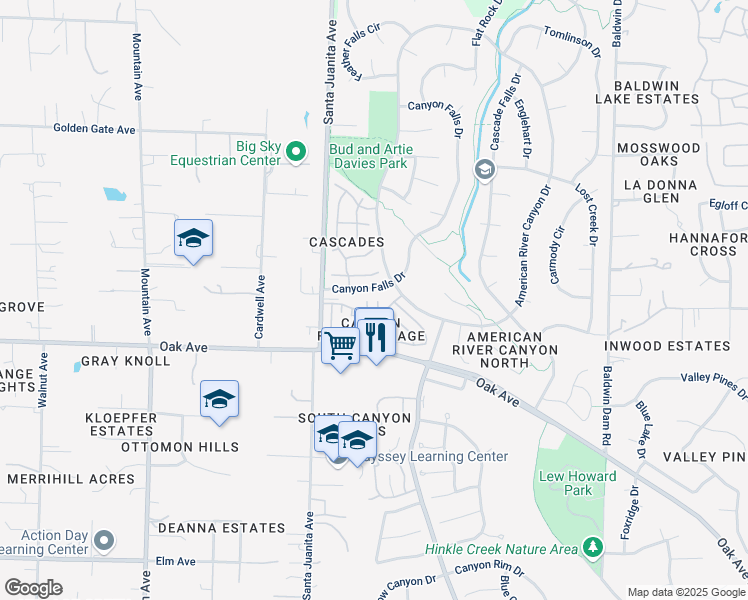 map of restaurants, bars, coffee shops, grocery stores, and more near 317 Caples Drive in Folsom