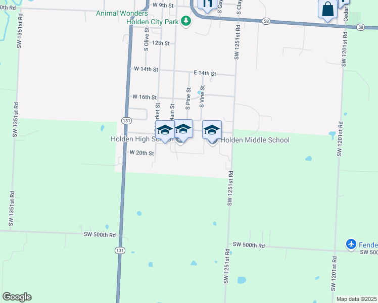 map of restaurants, bars, coffee shops, grocery stores, and more near 1901 South Main Street in Holden