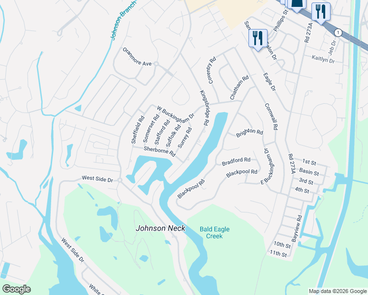 map of restaurants, bars, coffee shops, grocery stores, and more near 15 Surrey Road in Rehoboth Beach