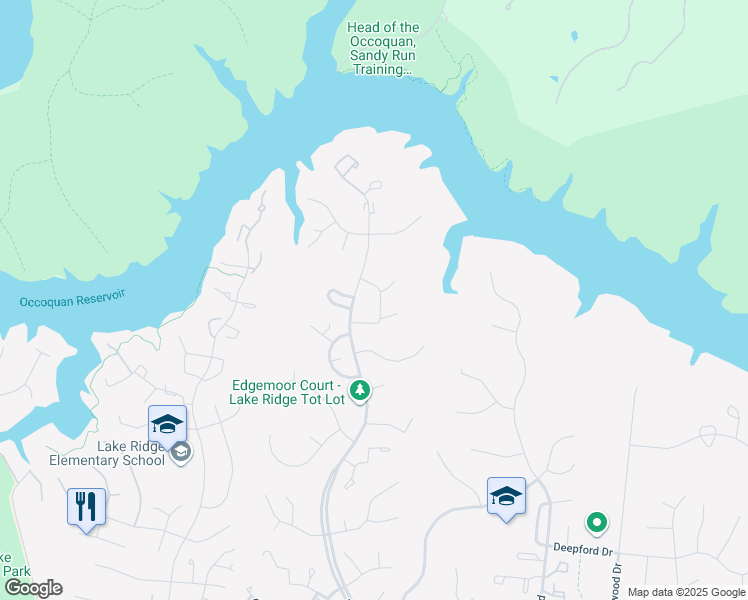 map of restaurants, bars, coffee shops, grocery stores, and more near 11568 Overleigh Drive in Woodbridge