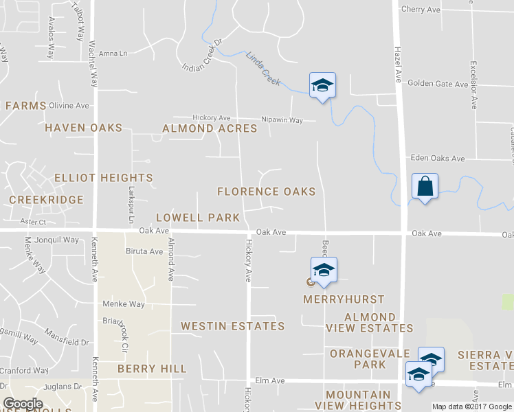 map of restaurants, bars, coffee shops, grocery stores, and more near 8701 Algonquin Way in Orangevale