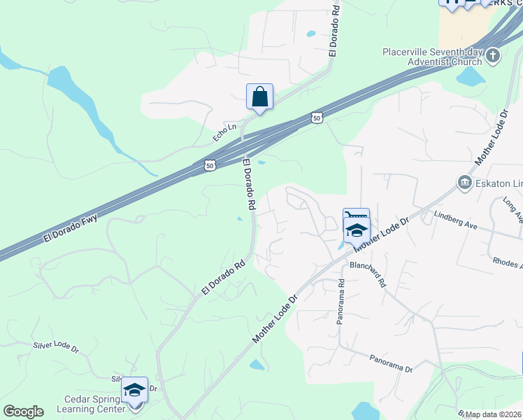 map of restaurants, bars, coffee shops, grocery stores, and more near 4105 El Dorado Road in Placerville