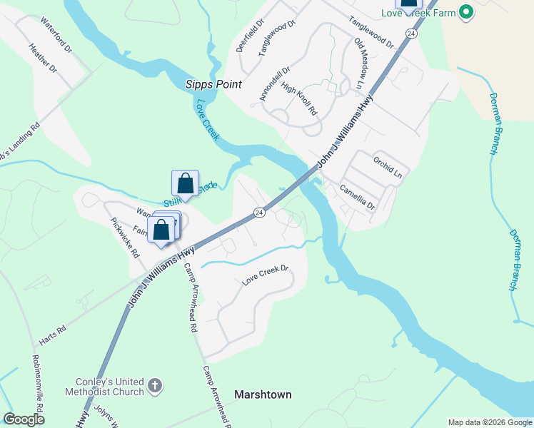 map of restaurants, bars, coffee shops, grocery stores, and more near 20557 John J Williams Highway in Lewes