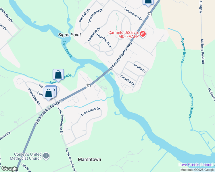 map of restaurants, bars, coffee shops, grocery stores, and more near 110 Skiff Alley in Lewes