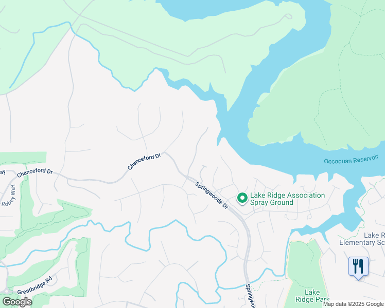 map of restaurants, bars, coffee shops, grocery stores, and more near 11612 Nellings Place in Woodbridge
