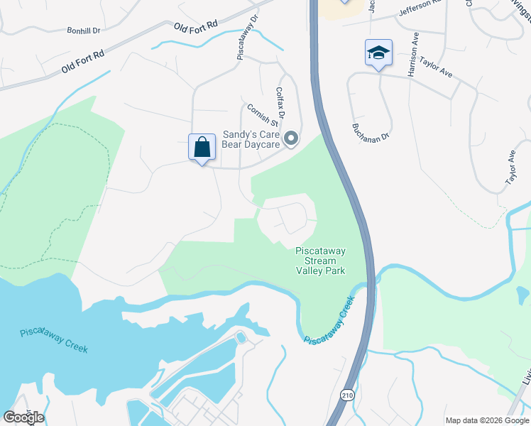 map of restaurants, bars, coffee shops, grocery stores, and more near 13601 Pendleton Street in Fort Washington