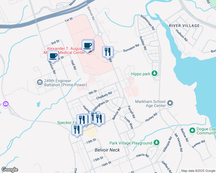 map of restaurants, bars, coffee shops, grocery stores, and more near 5980 9th Street in Fort Belvoir