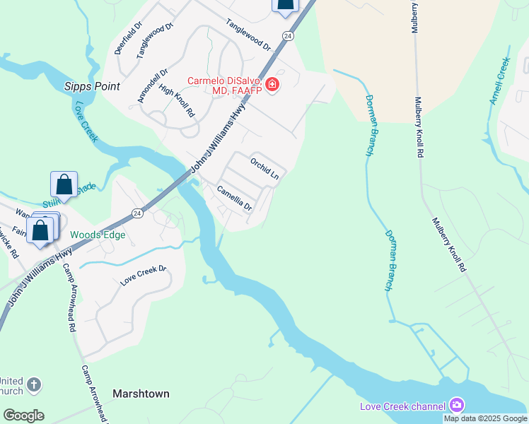 map of restaurants, bars, coffee shops, grocery stores, and more near 20870 Waterlily Lane in Lewes