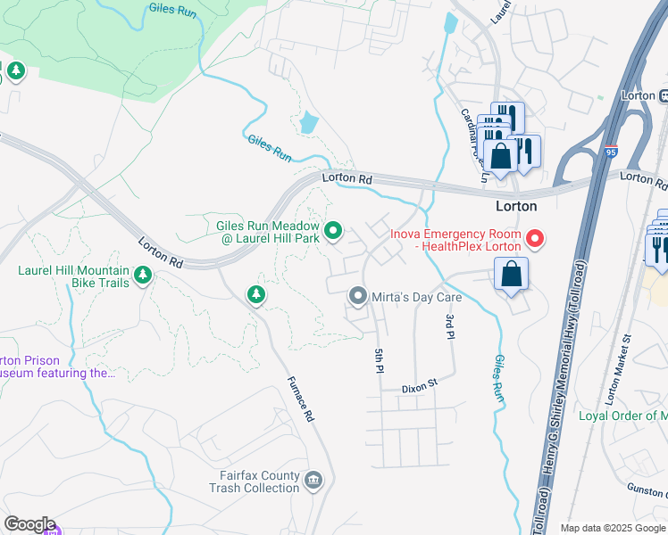 map of restaurants, bars, coffee shops, grocery stores, and more near 9331 Hundith Hill Court in Lorton