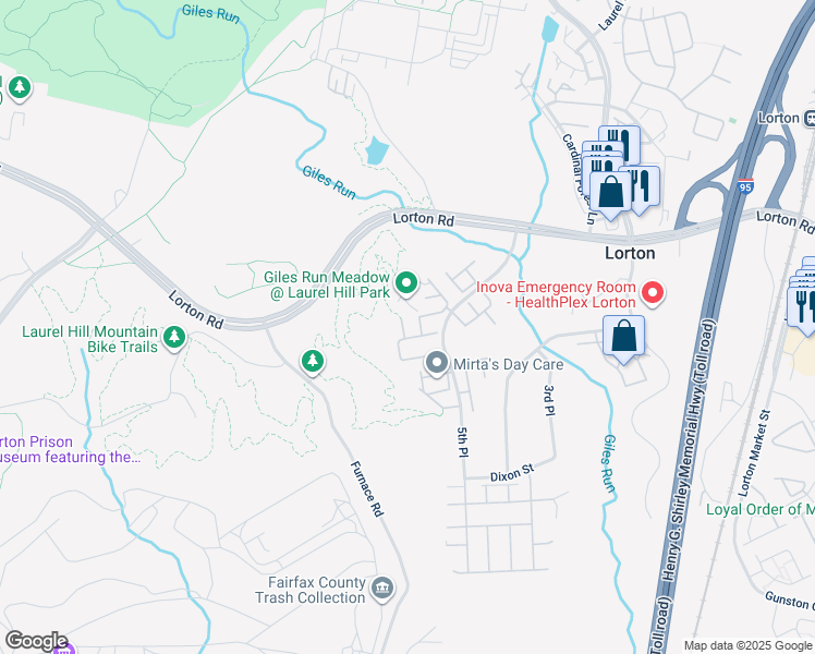 map of restaurants, bars, coffee shops, grocery stores, and more near 9331 Hundith Hill Court in Lorton