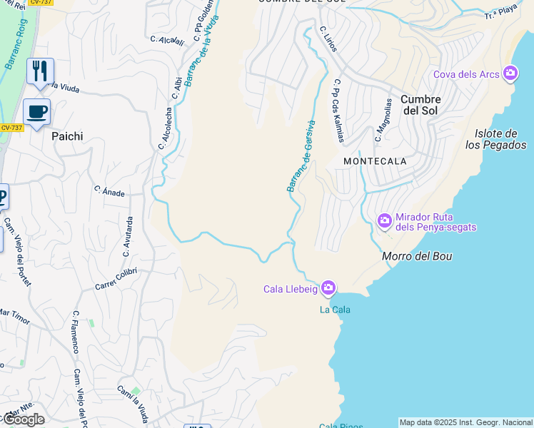 map of restaurants, bars, coffee shops, grocery stores, and more near in Cumbre del Sol