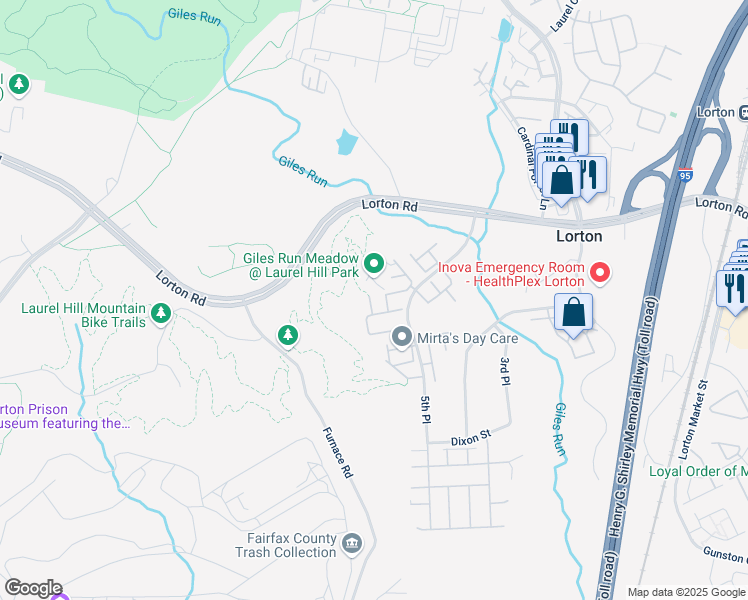 map of restaurants, bars, coffee shops, grocery stores, and more near 9325 Hundith Hill Court in Lorton