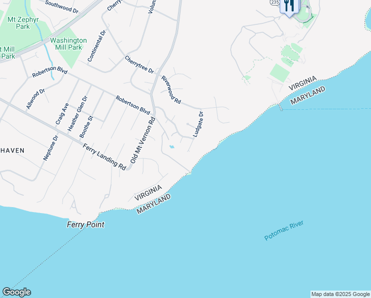 map of restaurants, bars, coffee shops, grocery stores, and more near 9406 Ludgate Drive in Alexandria
